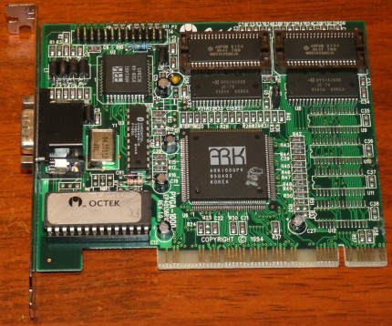 Octek PVGA-1000 Grafikkarte EP40136R10 Rev 1.0 ARK PCI VGA, ARK1000PV Korea, 1994